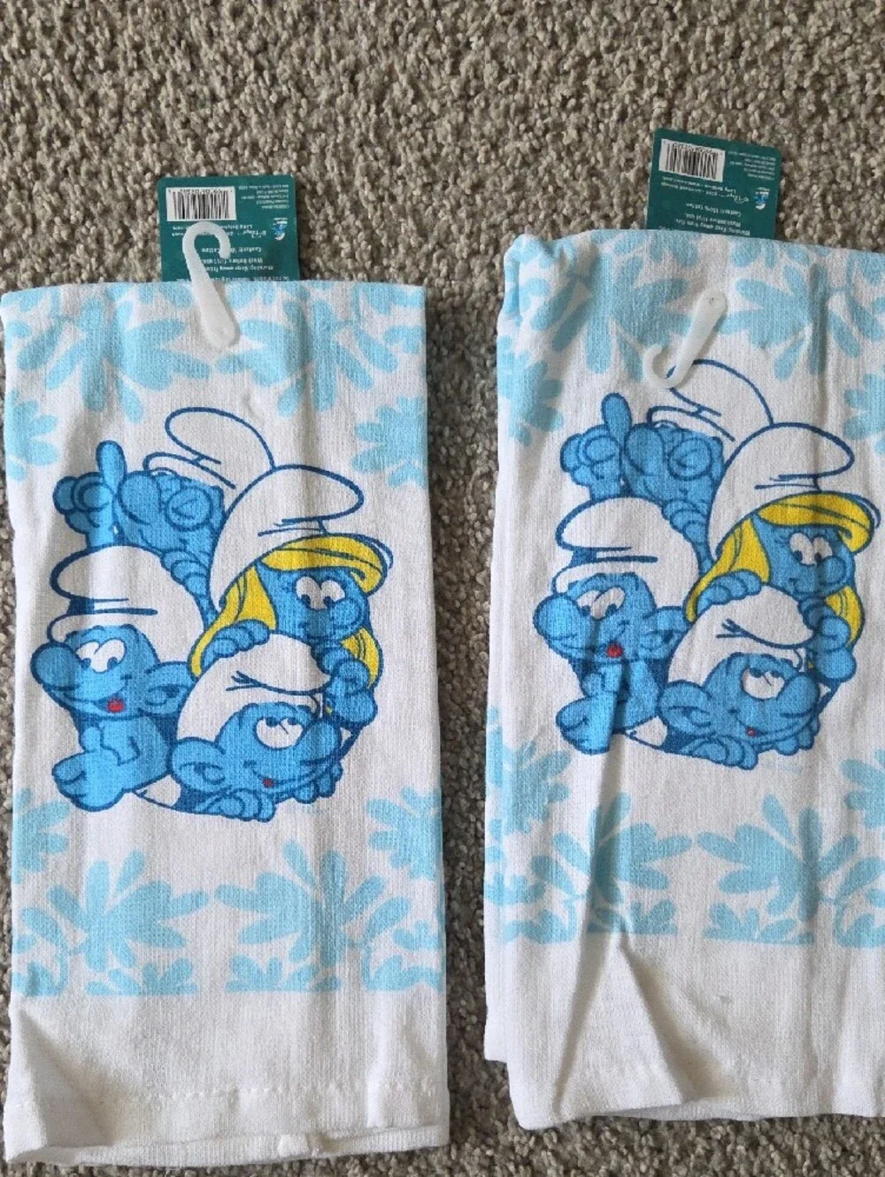 Smurfs With Smurfette Oven Mitts & Towels 4 Piece Bundle Set - Blue, Peyo NWT